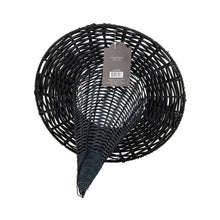 Load image into Gallery viewer, Natural Rattan Black Witch Hat 15"