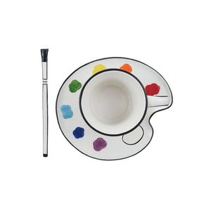 Ceramic Paint Palette Saucer w/ Espresso Cup & Stir - Indie Indie Bang! Bang!