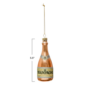 Glass Champagne Bottle Ornament