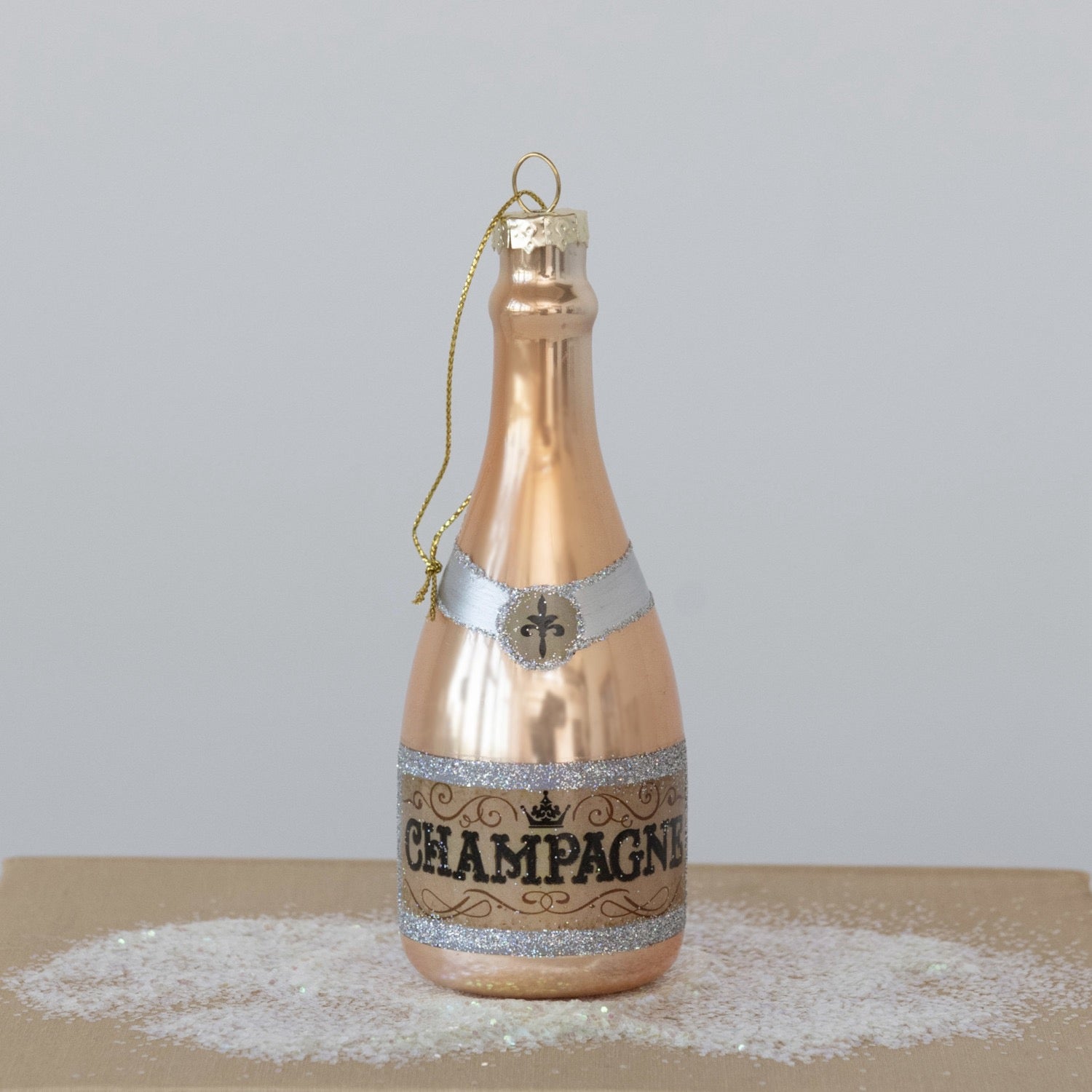 Glass Champagne Bottle Ornament - Thumbnail 2