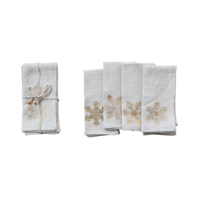 Snowflake Linen Printed Napkins Set of 4