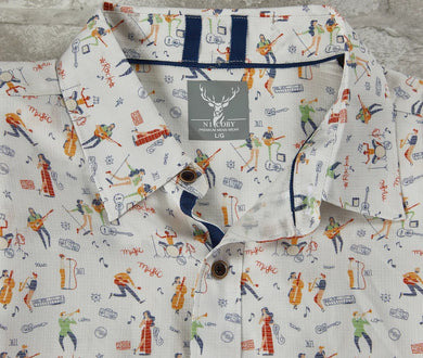 Music Short Sleeve Button Shirt - Indie Indie Bang! Bang!