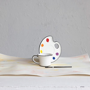 Ceramic Paint Palette Saucer w/ Espresso Cup & Stir - Indie Indie Bang! Bang!