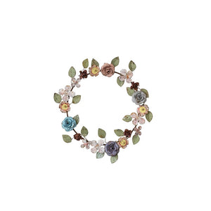 Hand-Painted Metal Vintage Reproduction Toleware Floral Wreath