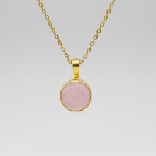 Load image into Gallery viewer, Circle Gemstone Necklace - Rose Quartz or Labradorite - Indie Indie Bang! Bang!