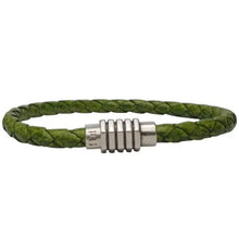 Load image into Gallery viewer, Men&#39;s Braided Leather Bracelet - Olive - Indie Indie Bang! Bang!