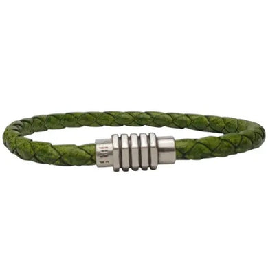 Men's Braided Leather Bracelet - Olive - Indie Indie Bang! Bang!