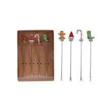 Load image into Gallery viewer, Christmas Appetizer Picks with Hand-Blown Glass Set of 4 - Indie Indie Bang! Bang!