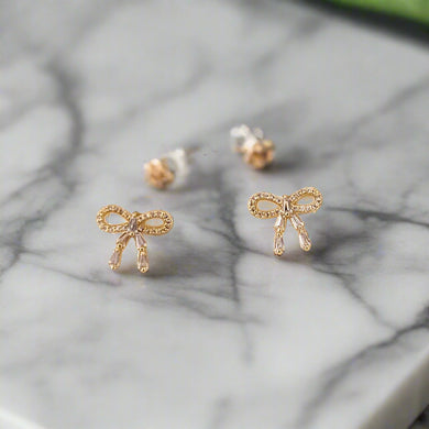 Mini Bow Stud Earrings - Gold - Indie Indie Bang! Bang!