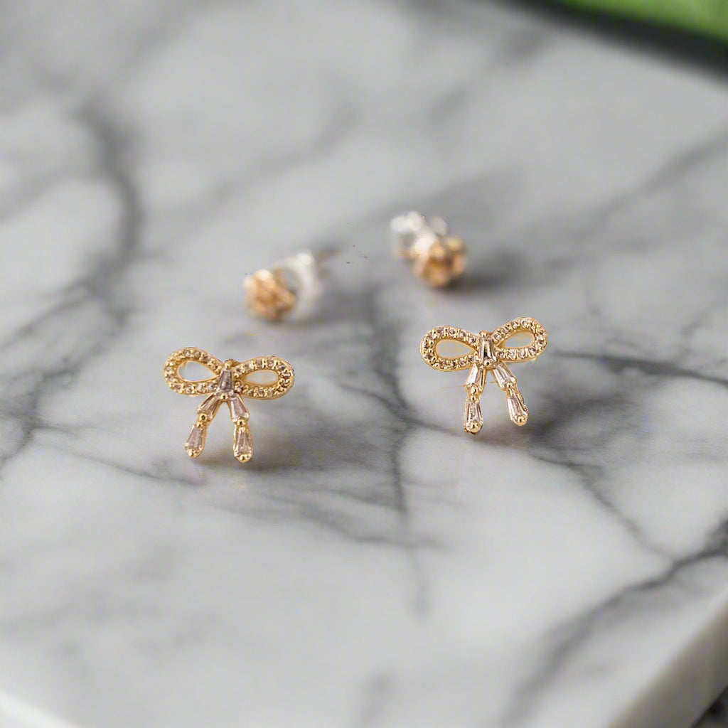 Mini Bow Stud Earrings - Gold - Indie Indie Bang! Bang!