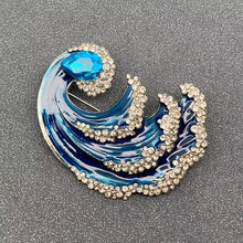 Load image into Gallery viewer, Rhinestone Enamel Wave Brooch - Indie Indie Bang! Bang!