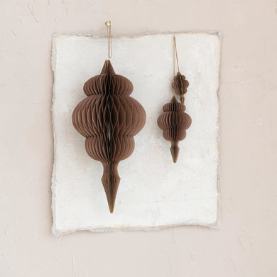 Paper Honeycomb Finial Ornaments - Brown