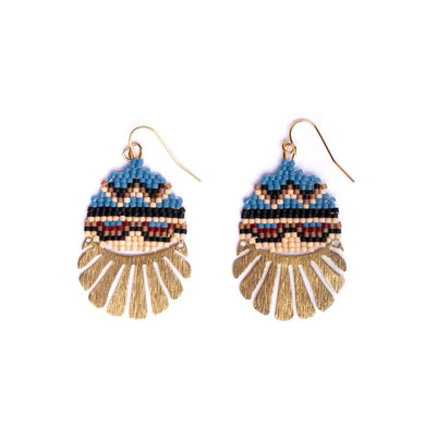 Beaded Handwoven Santa Fe Drops - Blue/Brown - Indie Indie Bang! Bang!