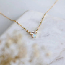 Load image into Gallery viewer, Mini Opal CZ Bar Necklace 16in - Indie Indie Bang! Bang!