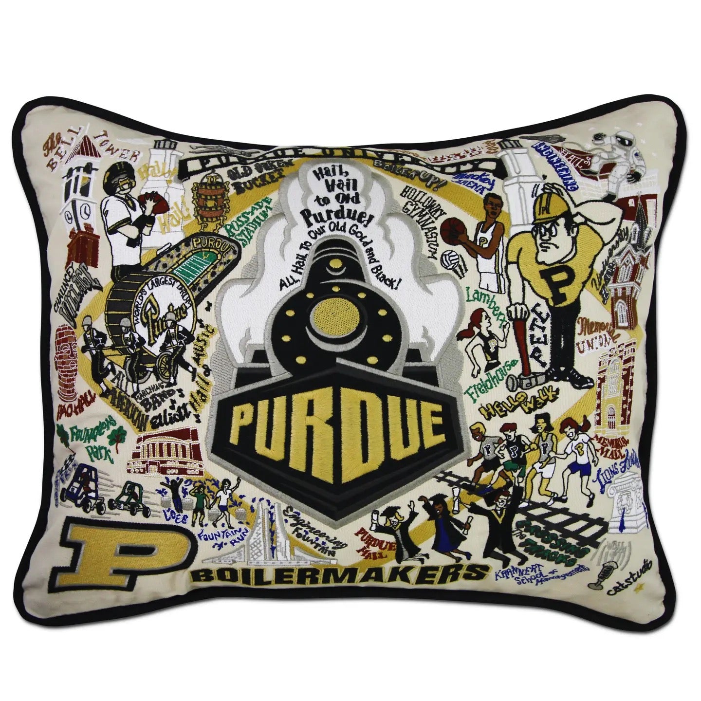 Purdue University Embroidered Pillow
