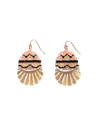 Beaded Handwoven Santa Fe Drops - Peach/Beige - Indie Indie Bang! Bang!