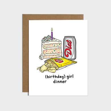 Girl Dinner. Birthday Card - Indie Indie Bang! Bang!