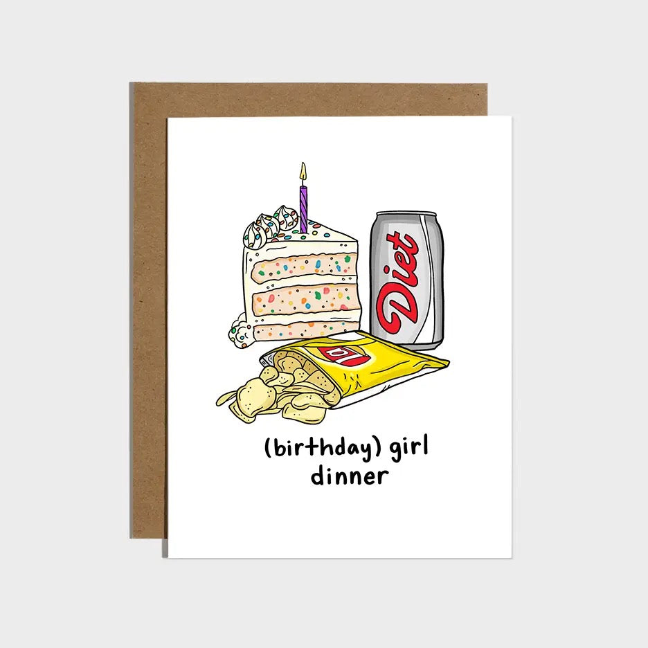 Girl Dinner. Birthday Card - Indie Indie Bang! Bang!