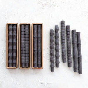 Unscented Bamboo Shaped Taper Candles - Charcoal - Indie Indie Bang! Bang!