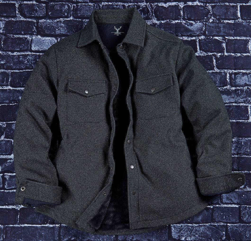 Solid Twill Mink Shirt Button Jacket - Brown or Black