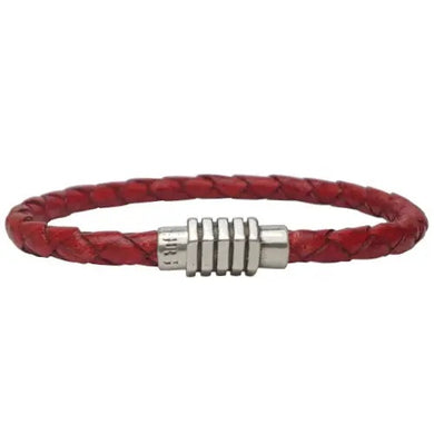 Men's Braided Leather Bracelet - Red - Indie Indie Bang! Bang!