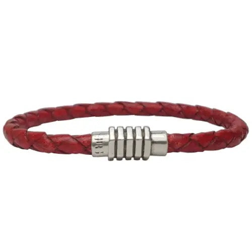 Men's Braided Leather Bracelet - Red - Indie Indie Bang! Bang!