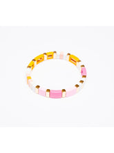 Load image into Gallery viewer, Pastel Pink &amp; Orange Stack Tile Bracelet - Indie Indie Bang! Bang!