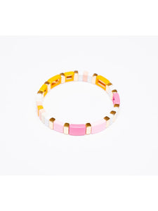 Pastel Pink & Orange Stack Tile Bracelet - Indie Indie Bang! Bang!