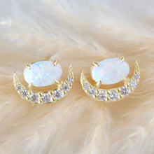 Load image into Gallery viewer, Opal Crescent Stud Earrings - Hypoallergenic - Indie Indie Bang! Bang!