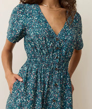 Load image into Gallery viewer, Annika Midi Dress- Deep Aqua Floral - Indie Indie Bang! Bang!