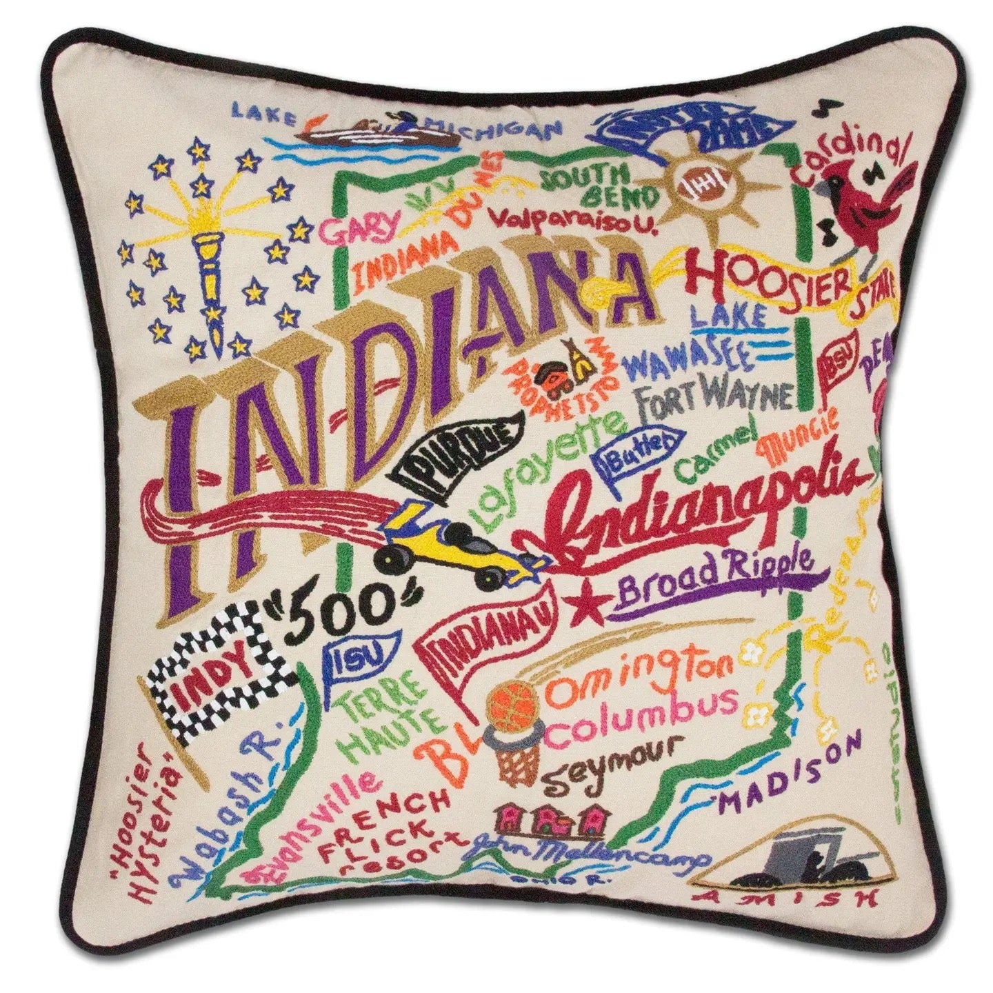 Indiana Hand-Embroidered Pillow - Thumbnail 2