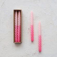 Load image into Gallery viewer, Pink Ombre Twisted Taper Candles (Set of 2) - Indie Indie Bang! Bang!