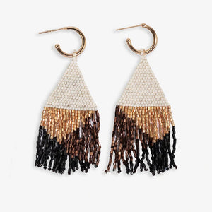 James Mini Gold Hoop Mixed Angles Beaded Fringe Earrings - Bronze - Indie Indie Bang! Bang!