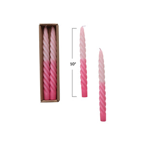 Pink Ombre Twisted Taper Candles (Set of 2) - Indie Indie Bang! Bang!