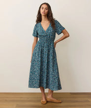 Load image into Gallery viewer, Annika Midi Dress- Deep Aqua Floral - Indie Indie Bang! Bang!