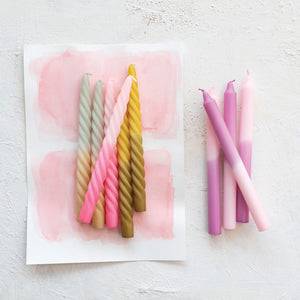 Pink Ombre Twisted Taper Candles (Set of 2) - Indie Indie Bang! Bang!