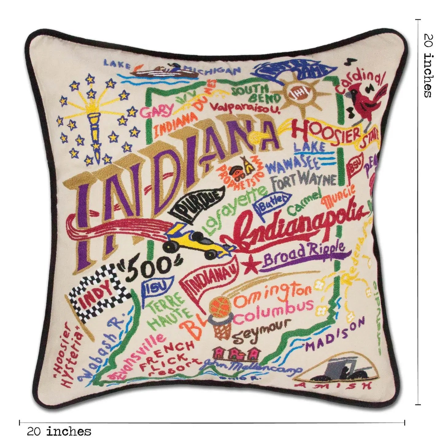 Indiana Hand-Embroidered Pillow - Thumbnail 4