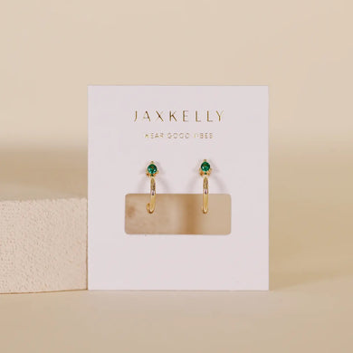 Open Mini Hoop Earring- Emerald - Indie Indie Bang! Bang!