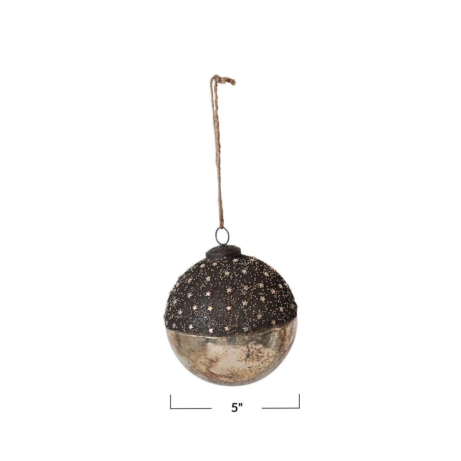 Mercury Glass Ball Ornament with Stars - Thumbnail 5