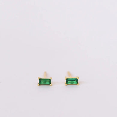 Baguette Emerald Gold Earrings - Indie Indie Bang! Bang!