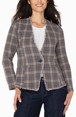 Collarless Fitted Blazer W/ Fray - Indie Indie Bang! Bang!