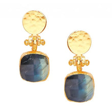 Load image into Gallery viewer, Hammered Circle and Square Gemstone Earring - Indie Indie Bang! Bang!