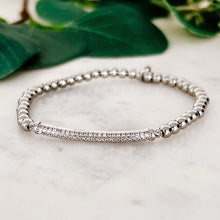 Load image into Gallery viewer, Stainless Steel Stretch Bracelet with Pavé Bar - Indie Indie Bang! Bang!