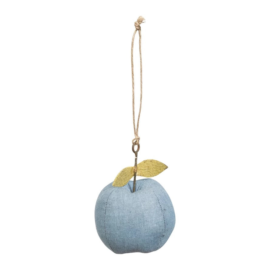 Handmade Cotton and Wood Felt Apple Ornament
