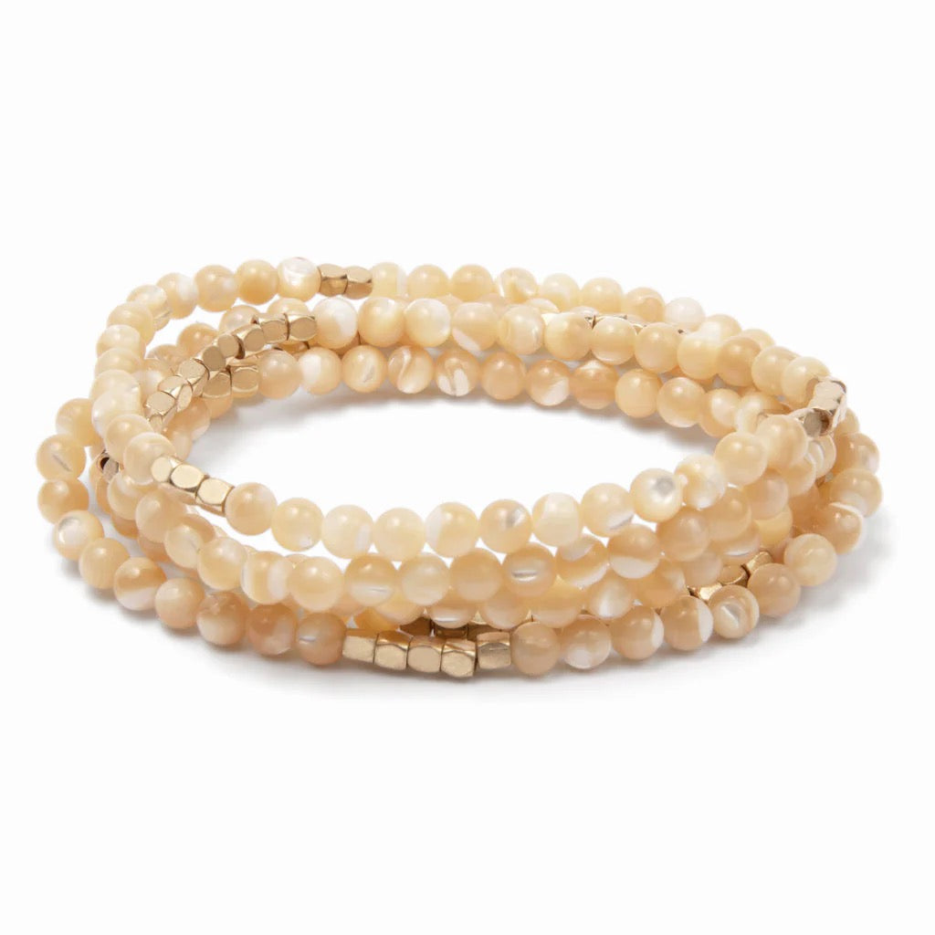 Stone of Prosperity - Pearl/Gold Stone Wrap Bracelet