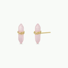 Load image into Gallery viewer, Rose Quartz Mineral Point Earrings - Indie Indie Bang! Bang!