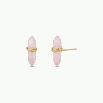 Rose Quartz Mineral Point Earrings - Indie Indie Bang! Bang!