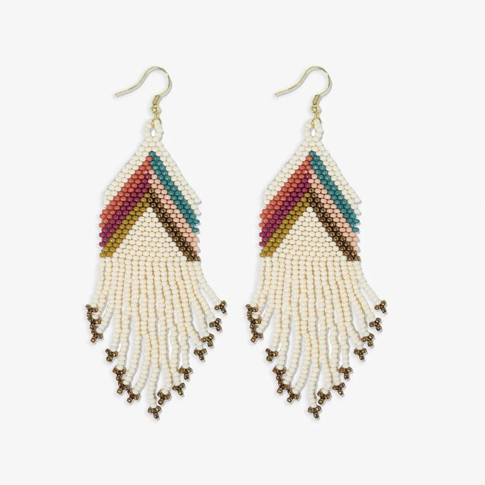 Elise Chevron Beaded Fringe Earrings - Indie Indie Bang! Bang!