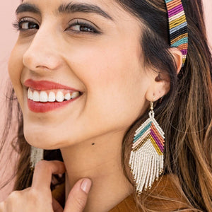 Elise Chevron Beaded Fringe Earrings - Indie Indie Bang! Bang!