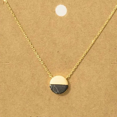 Round Half Stone Pendant- Black and Gold - Indie Indie Bang! Bang!